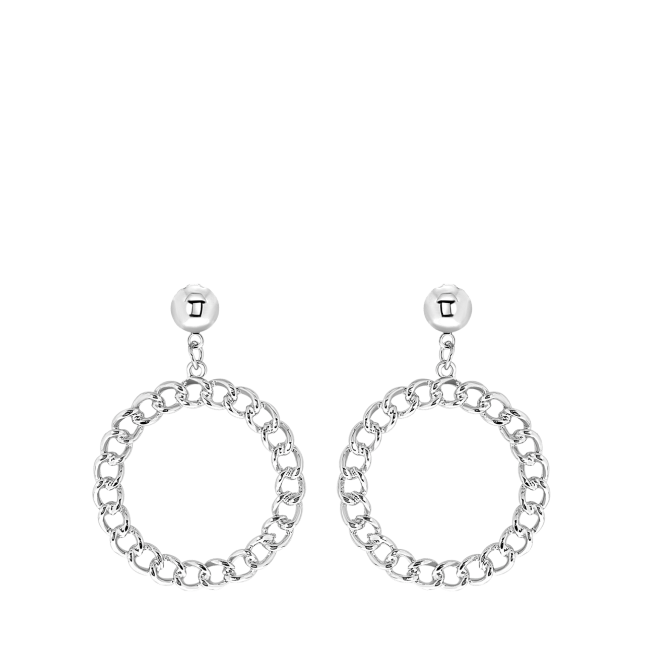 Bijoux zilverkleurige oorringen schakel voor dames