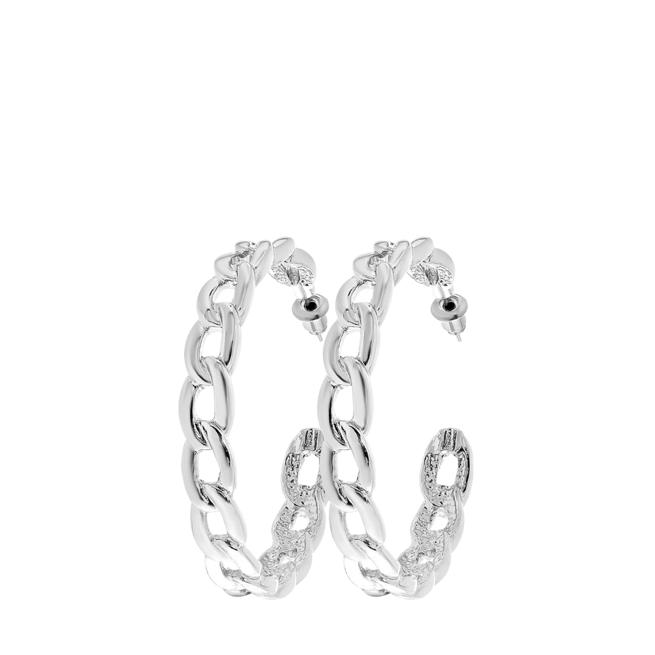 Zilverkleurige byoux oorringen schakel