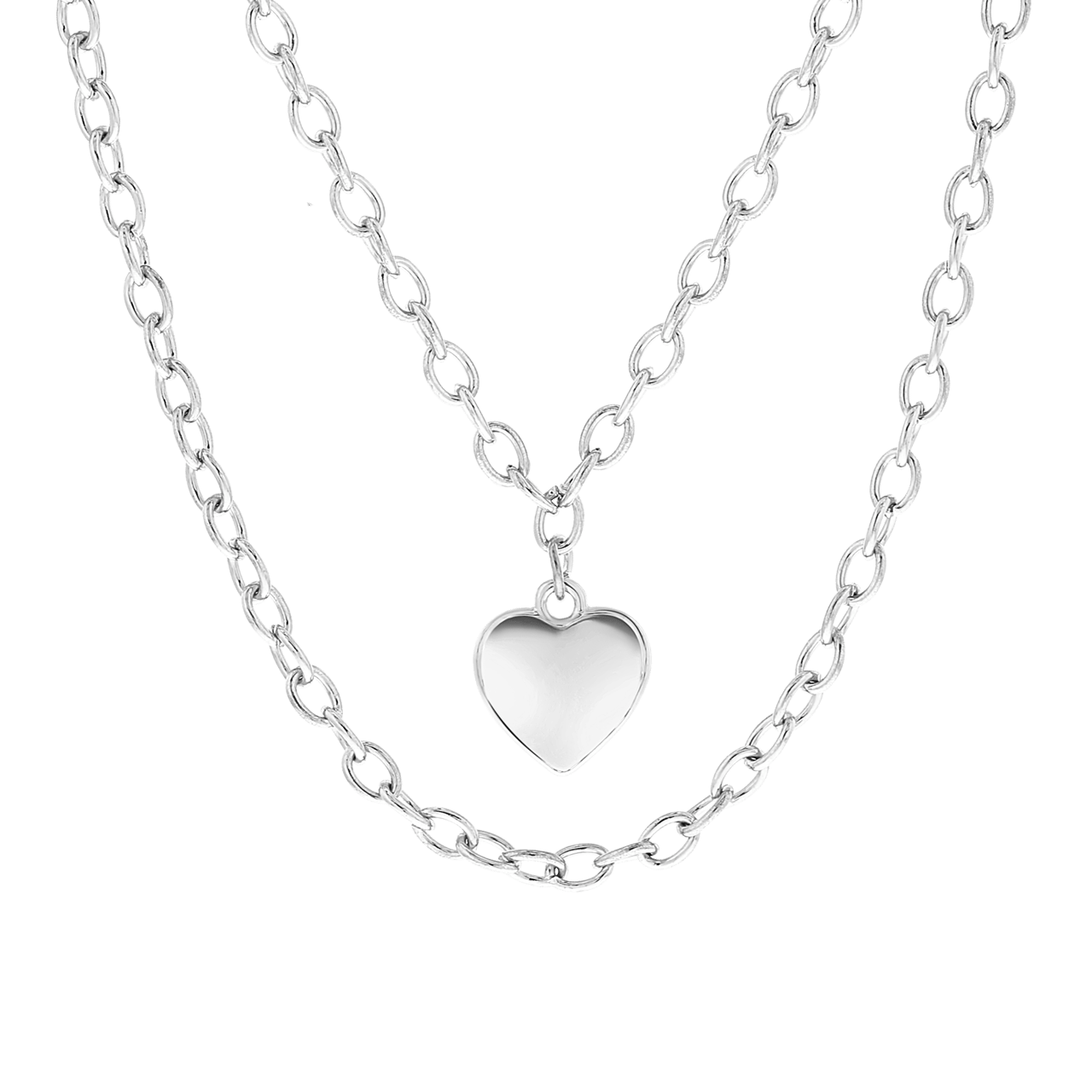 Zilverkleurige byoux ketting met hanger hart