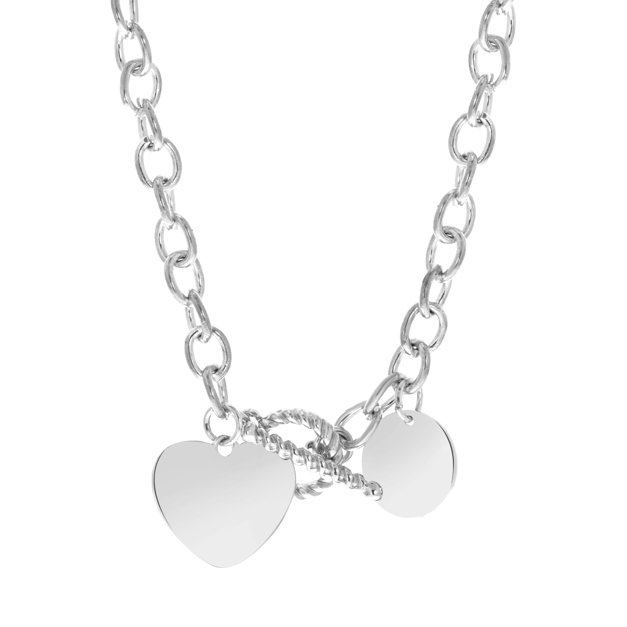 Zilverkleurige bijoux ketting met hanger hart