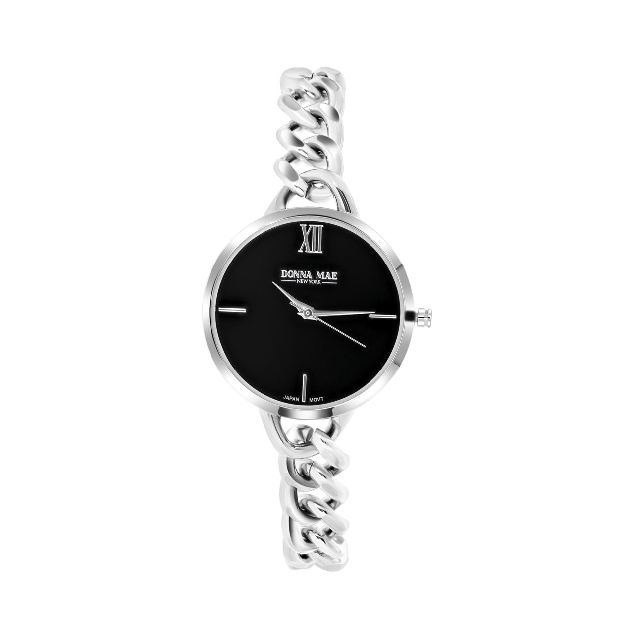 Donna Mae Armbanduhr mit Gourmetglied-Armband aus Edelstahl