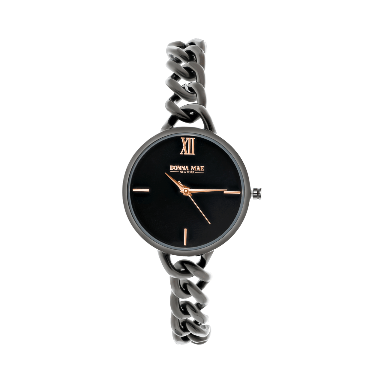 Donna Mae horloge met zwarte gourmet band