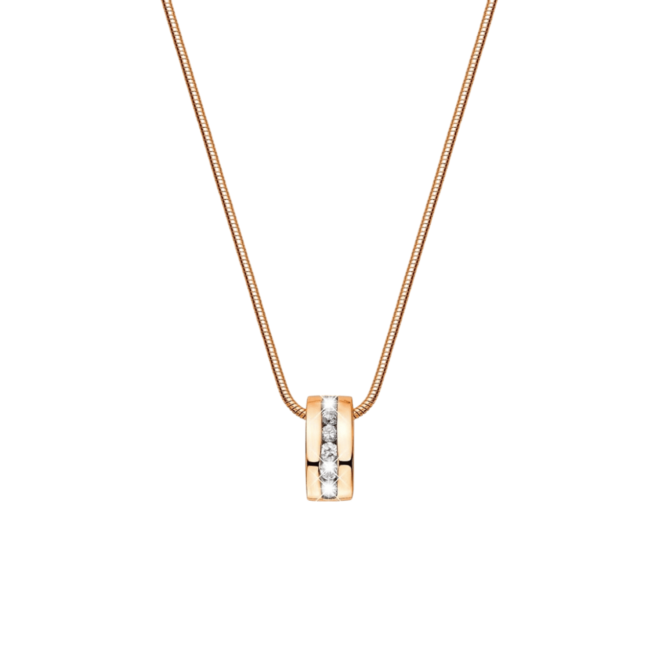Stalen ketting & hanger roseplated met zirkonia voor dames