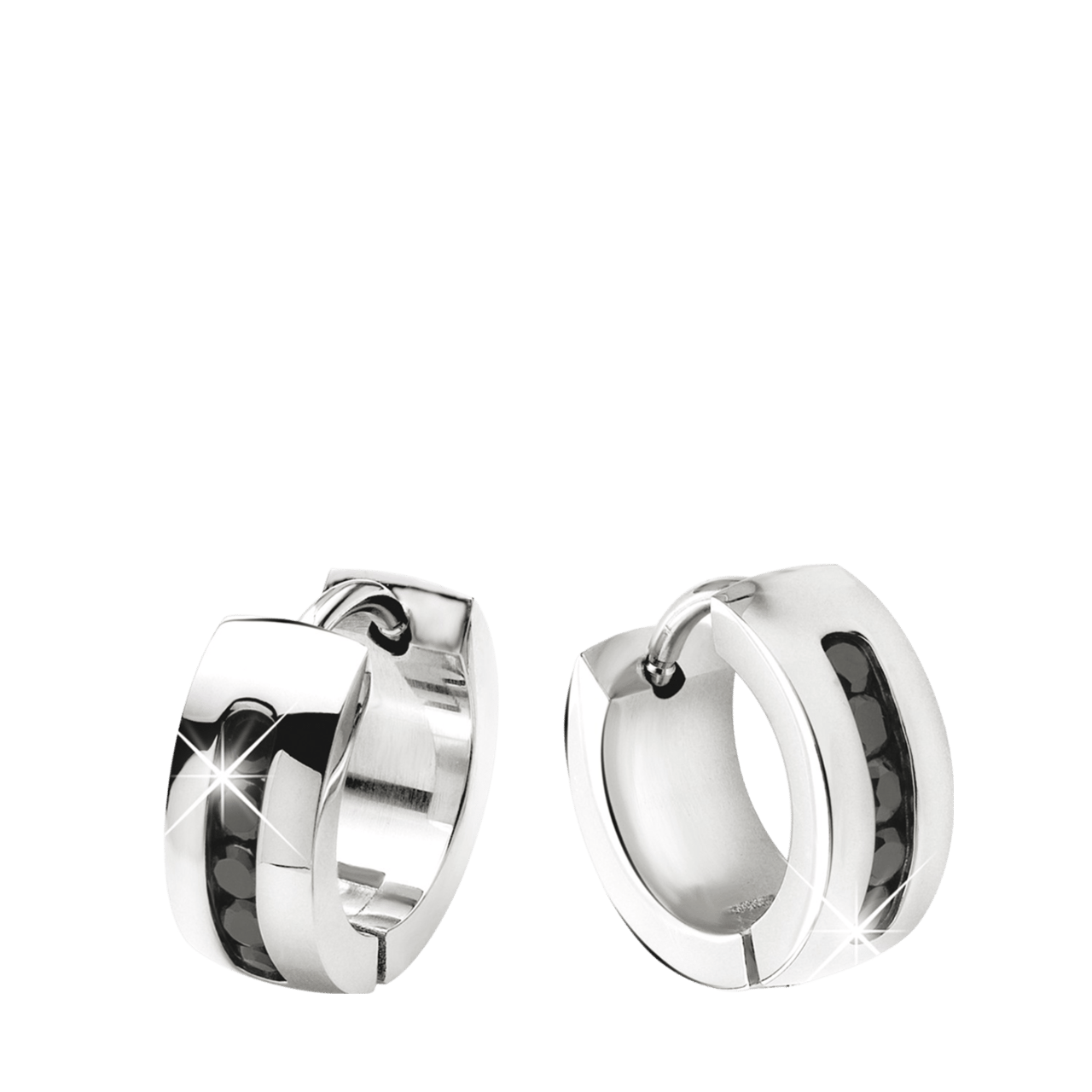 Stainless steel oorbellen met zwarte zirkonia