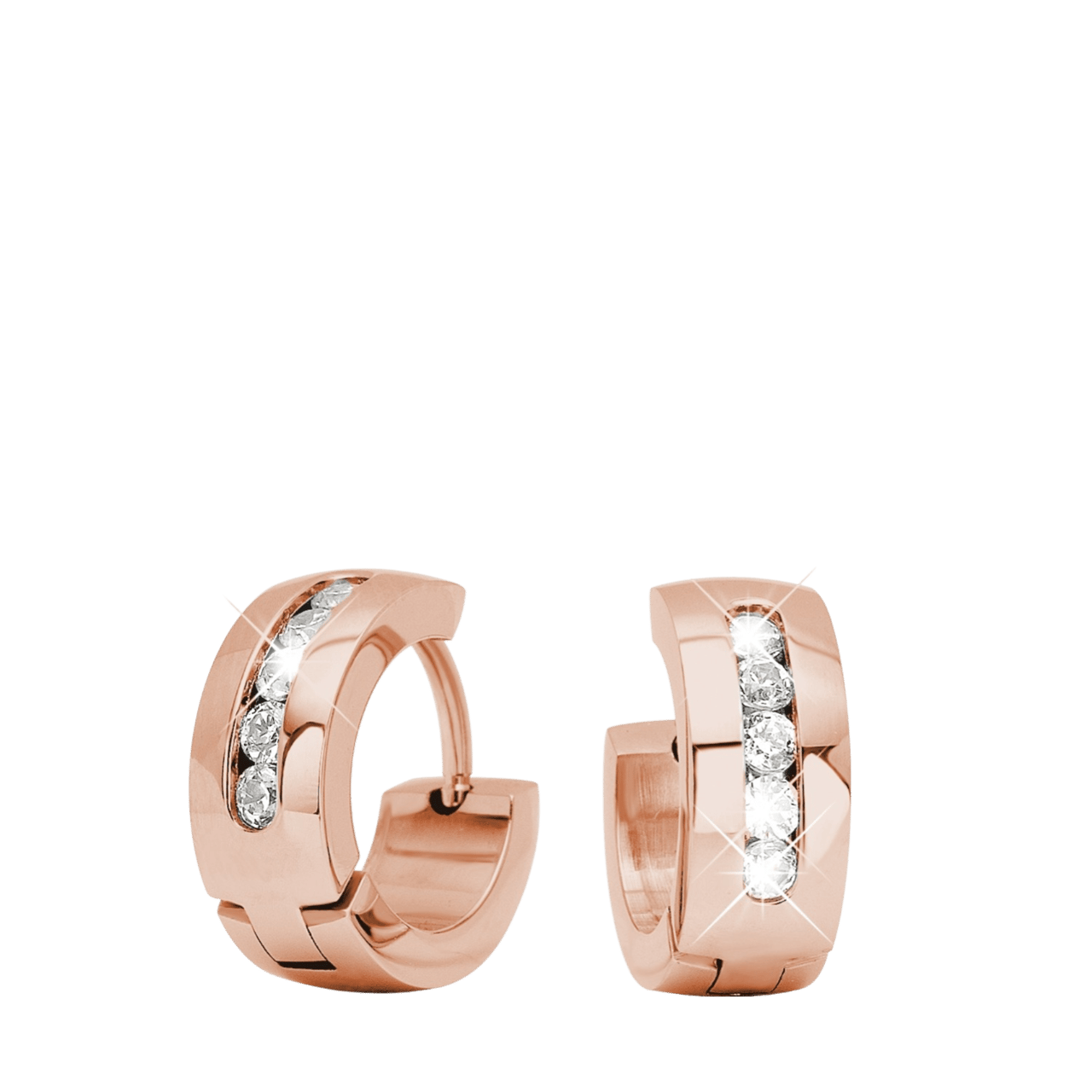Stalen oorbellen roseplated met zirkonia
