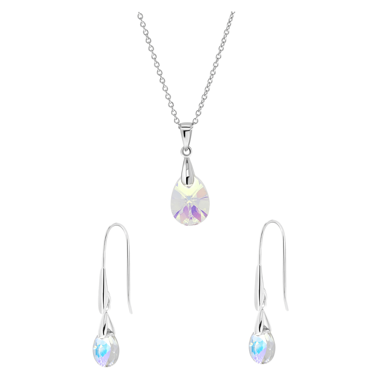 Zilveren set kristal AB