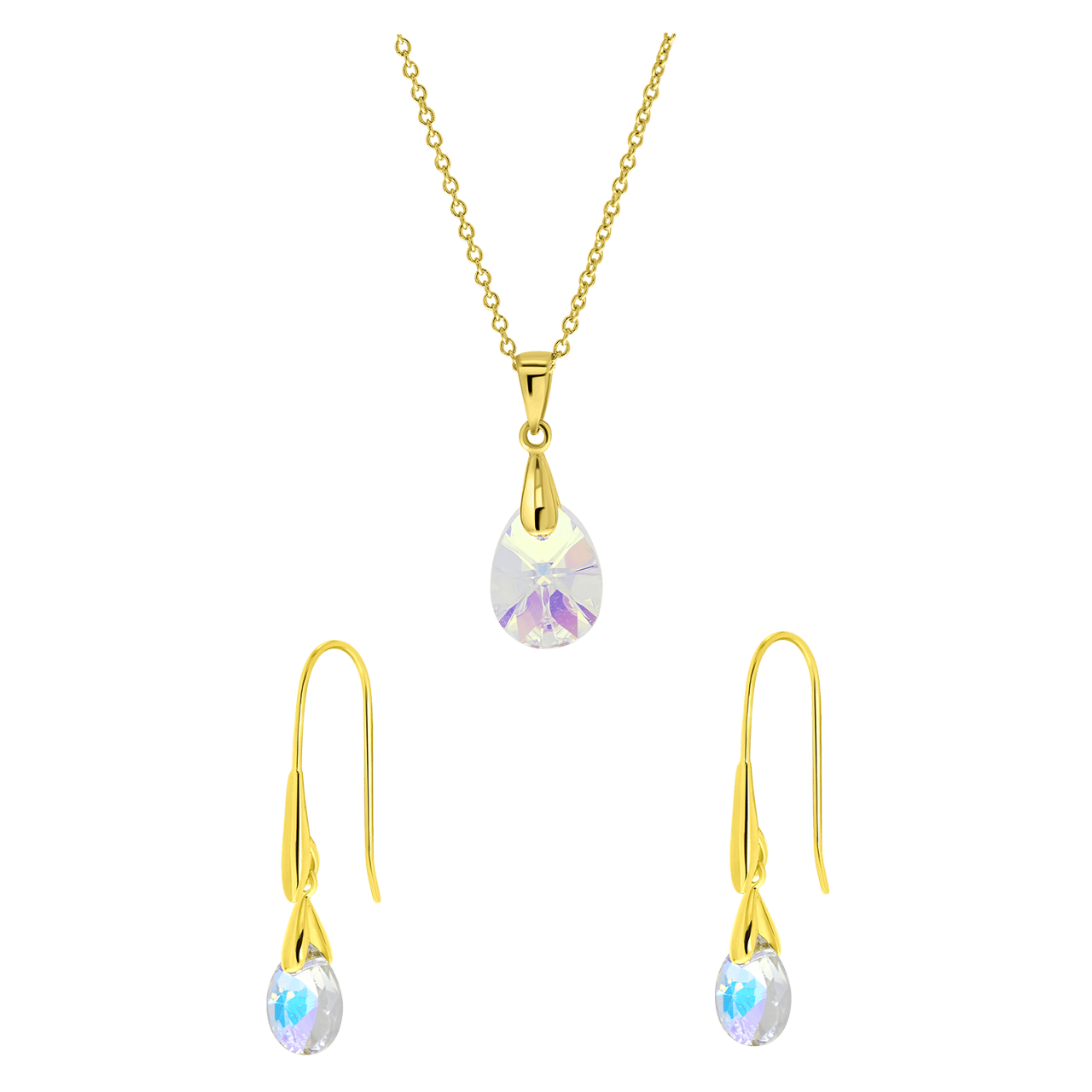 Zilveren goldplated sieradenset voor dames met kristal