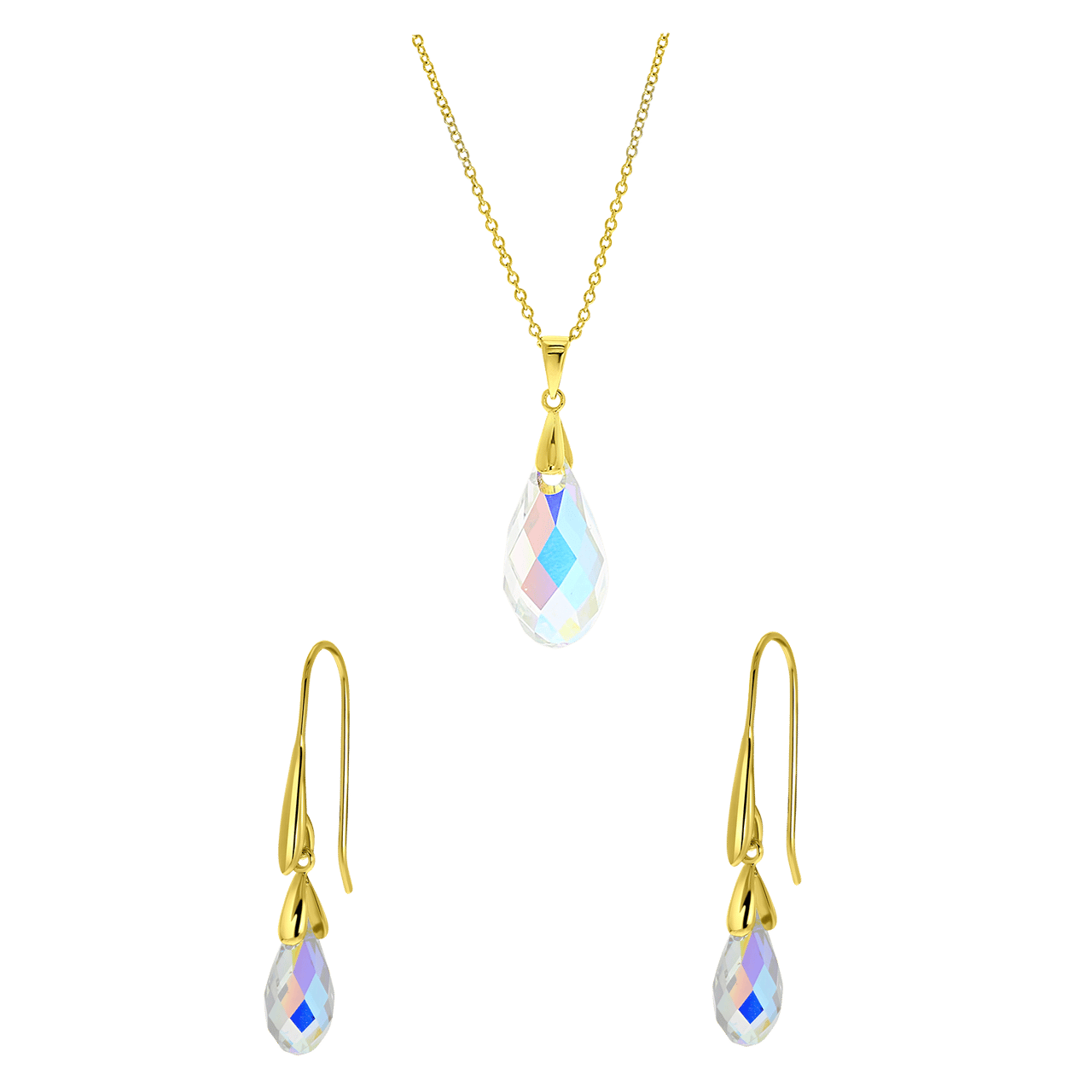Zilveren set gold kristal AB