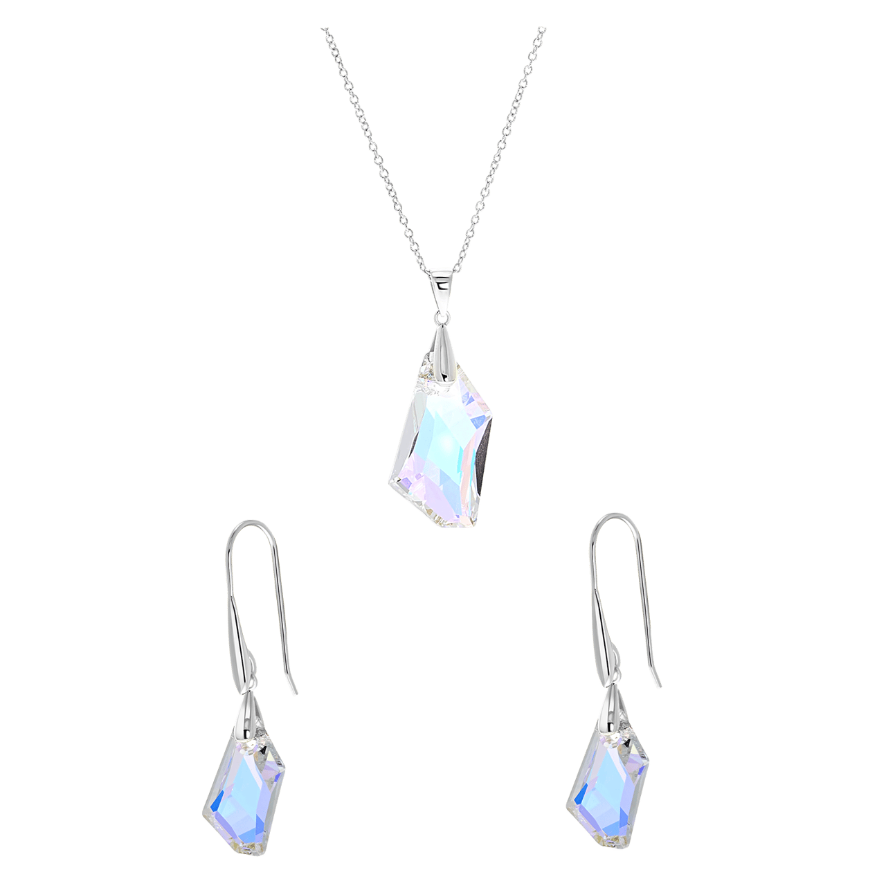 Zilveren set kristal AB