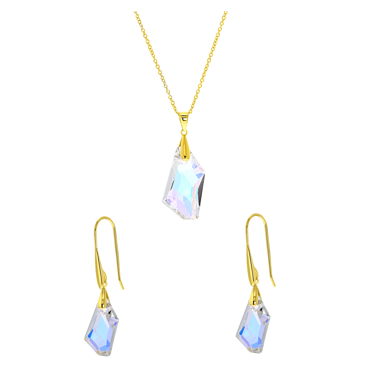 Zilveren set gold kristal AB