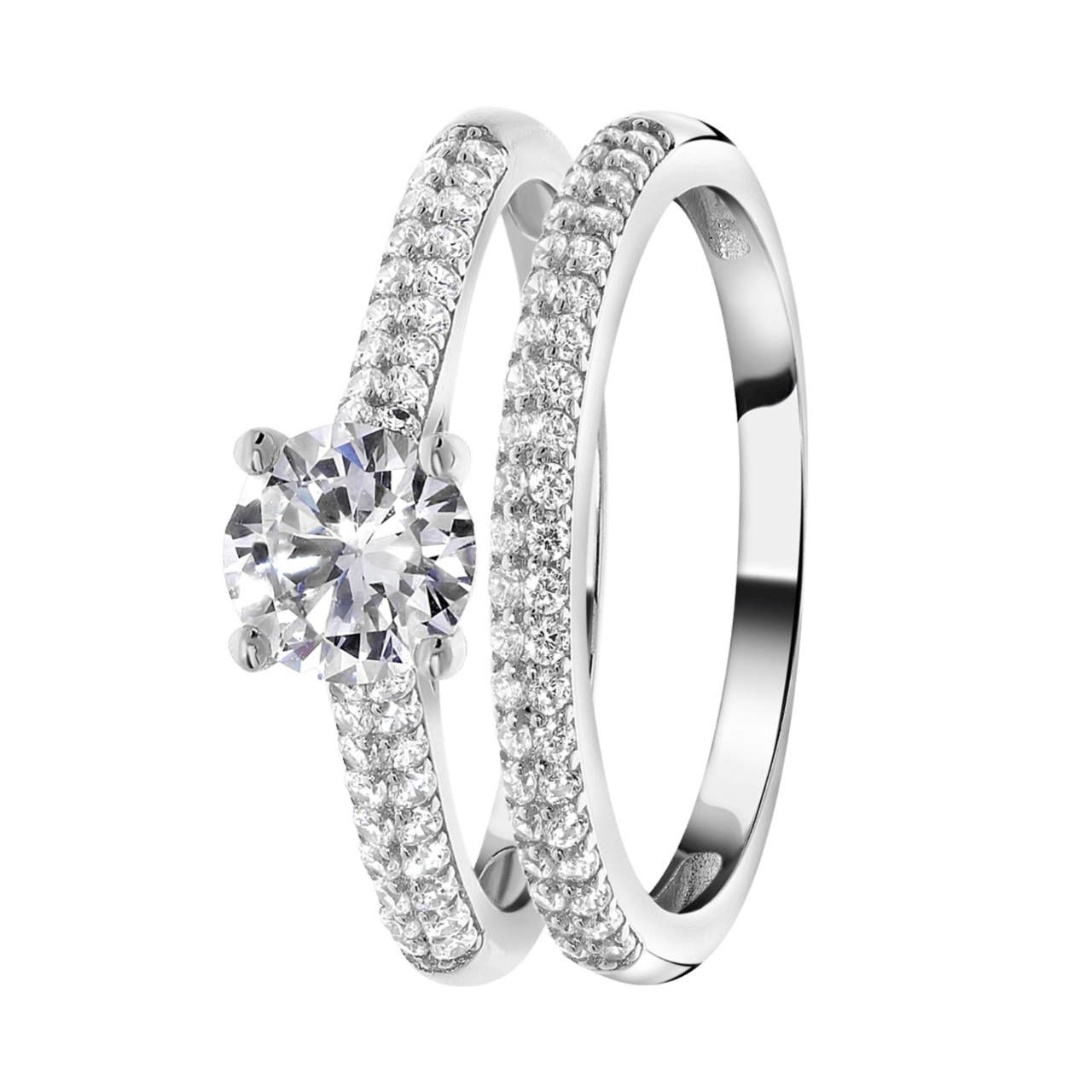 Zilveren ring 2delig met zirkonia