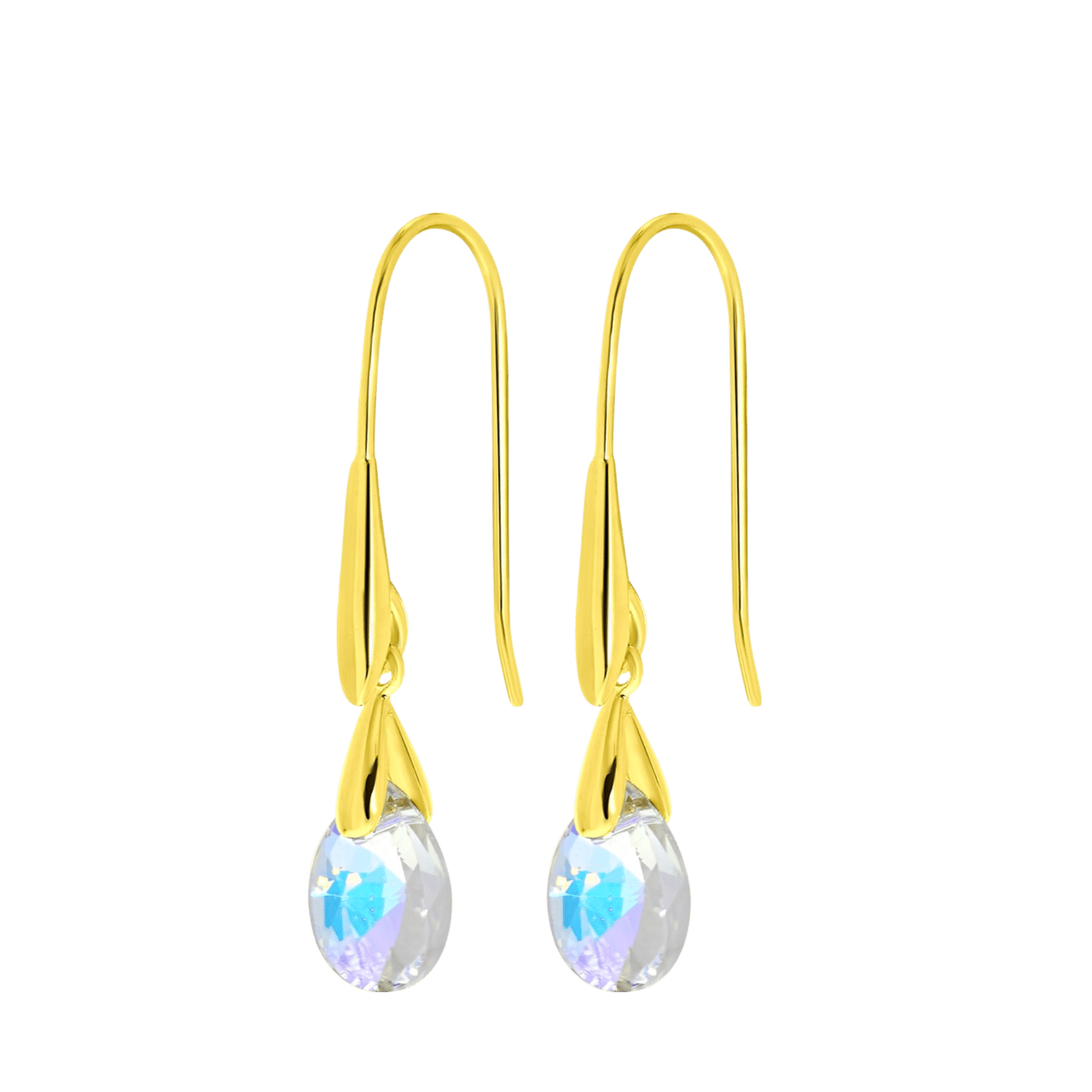 Zilveren goldplated oorringhangers met kristal AB voor dames
