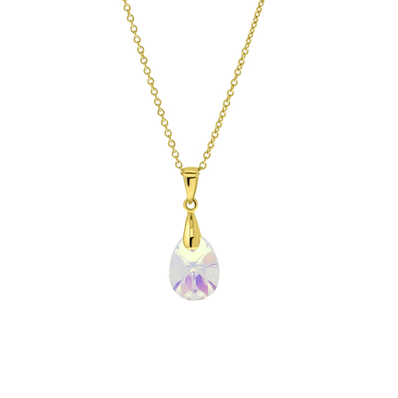 Zilveren goldplated ketting met hanger met kristal voor dames