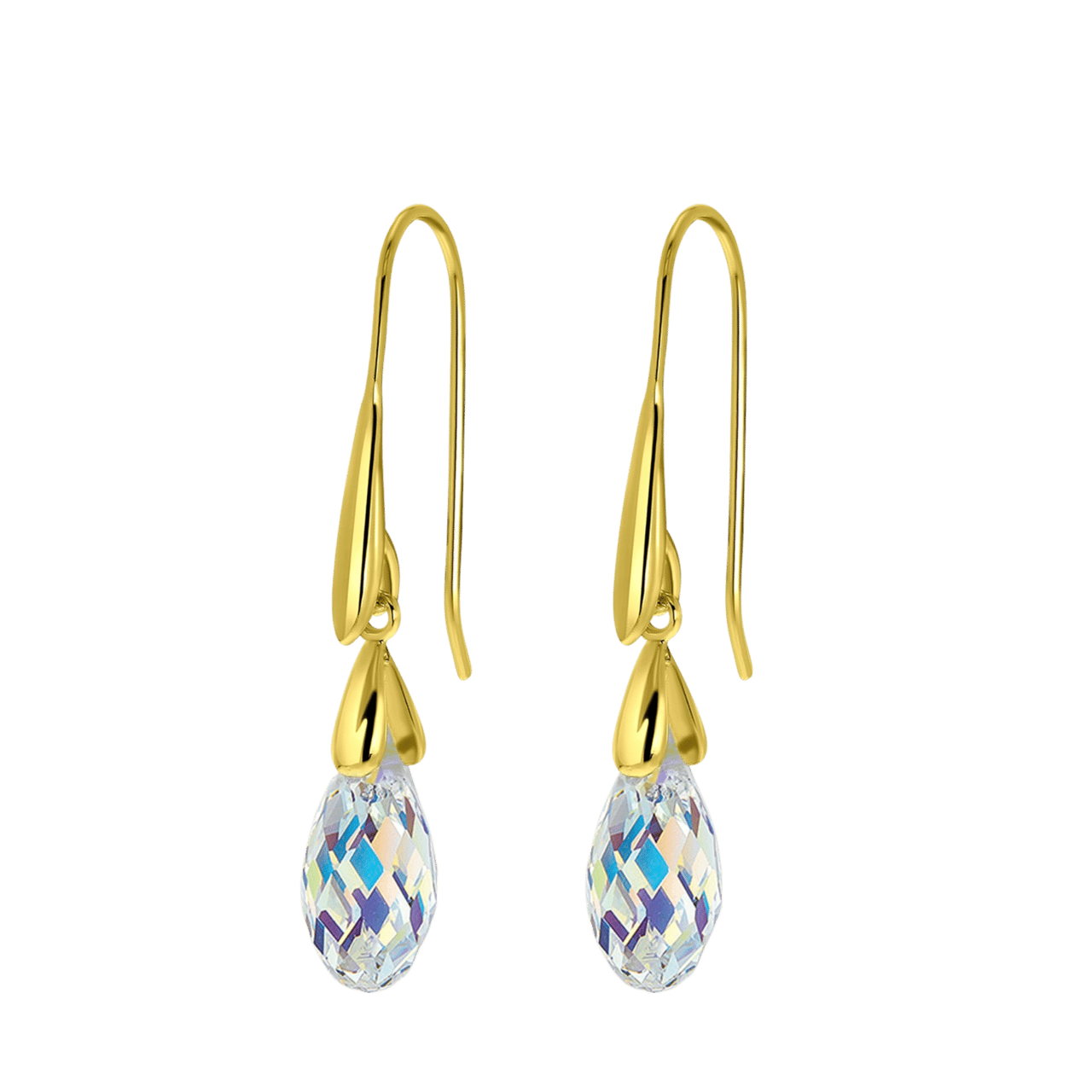 Zilveren oorbellen gold kristal AB