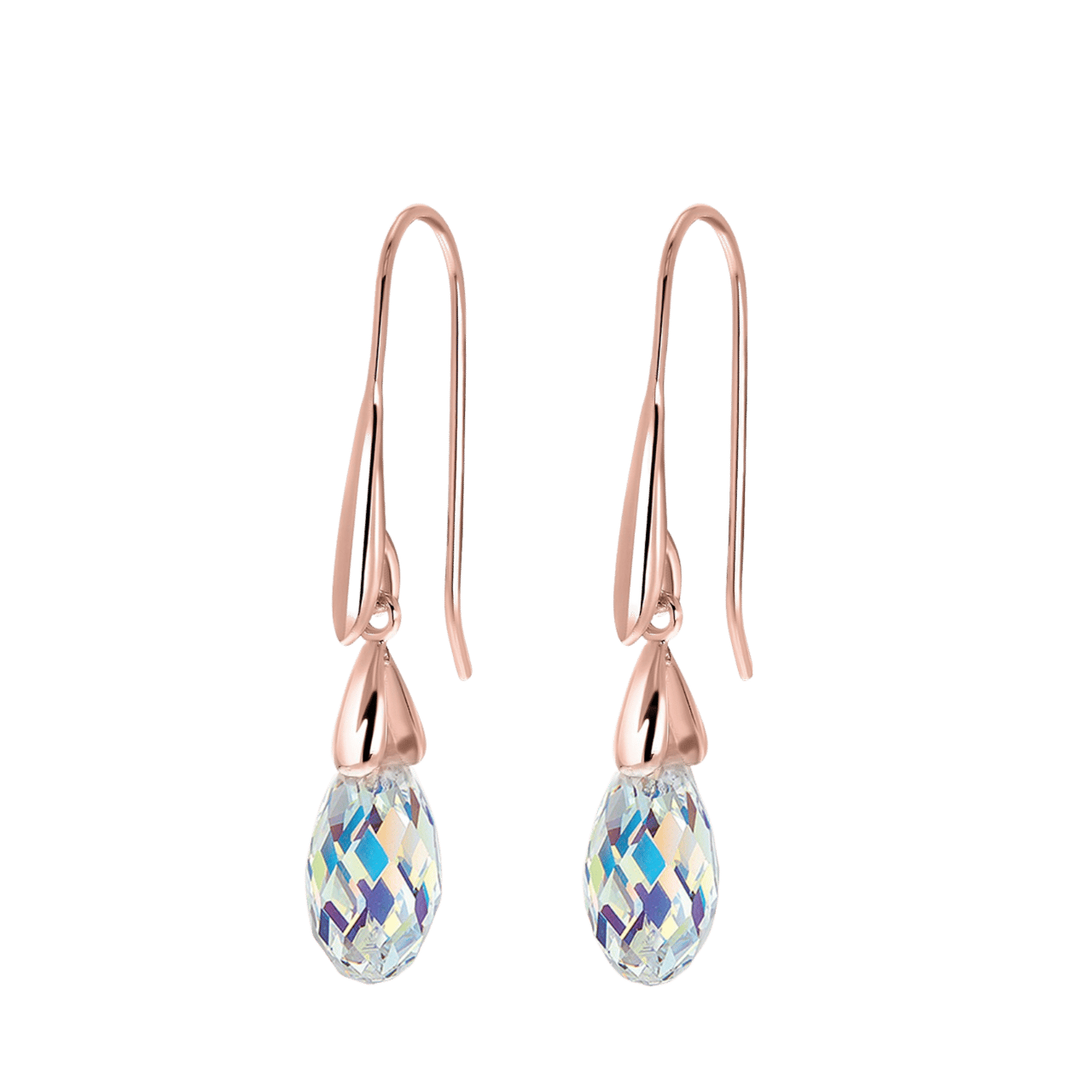 Zilveren oorbellen rose kristal AB