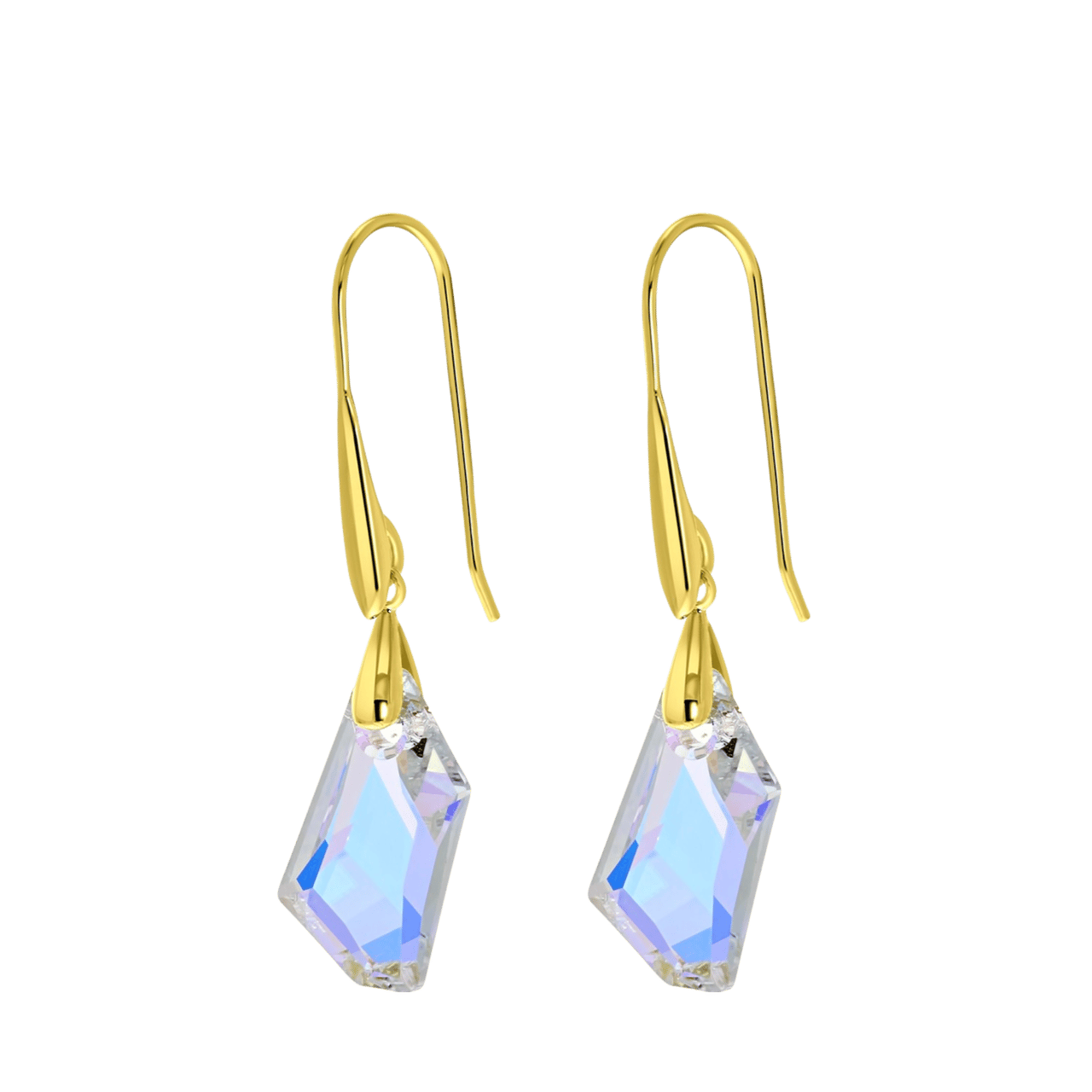 Zilveren oorbellen gold kristal AB