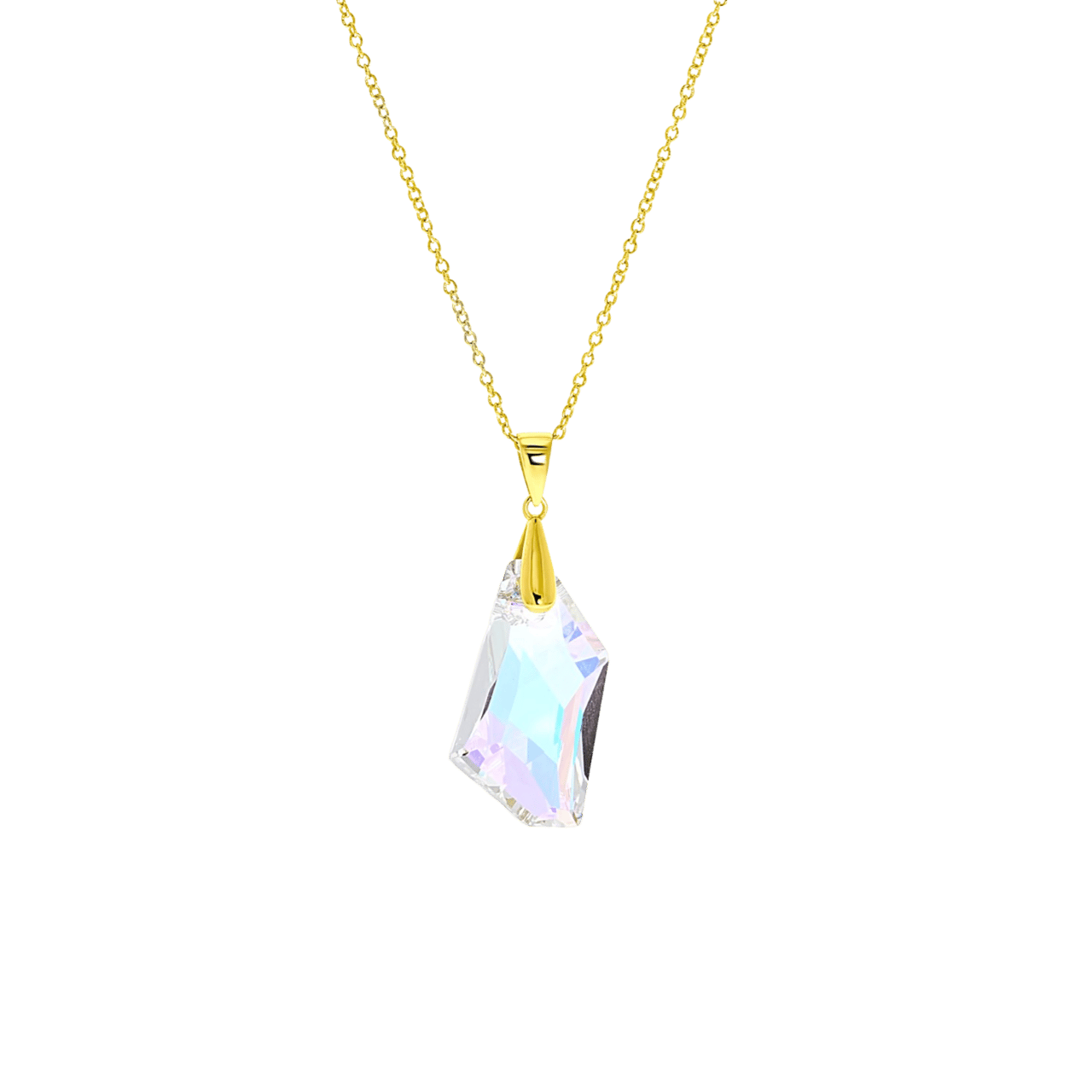 Zilveren ketting&hanger gold kristal AB