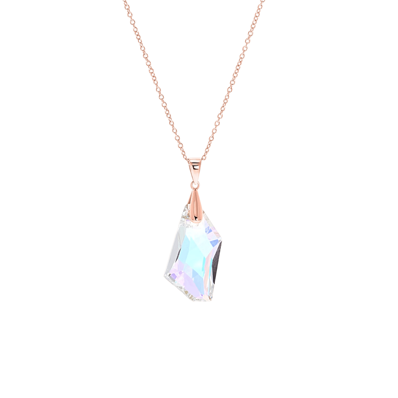 Zilveren roséplated ketting met hanger met rose kristal voor dames