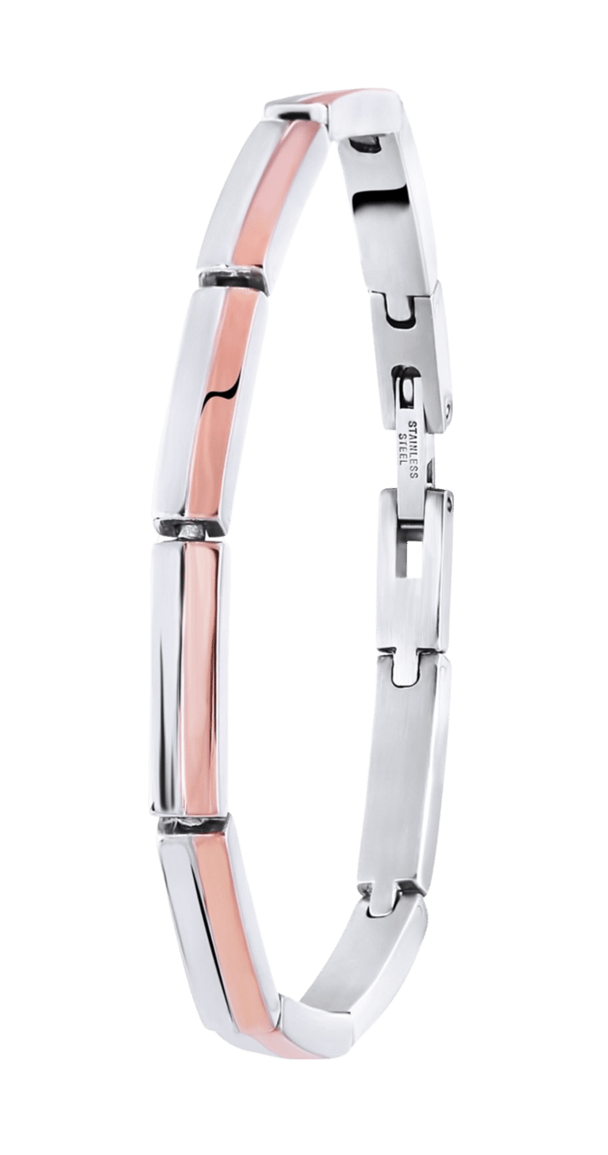 Stalen armband staal/rose