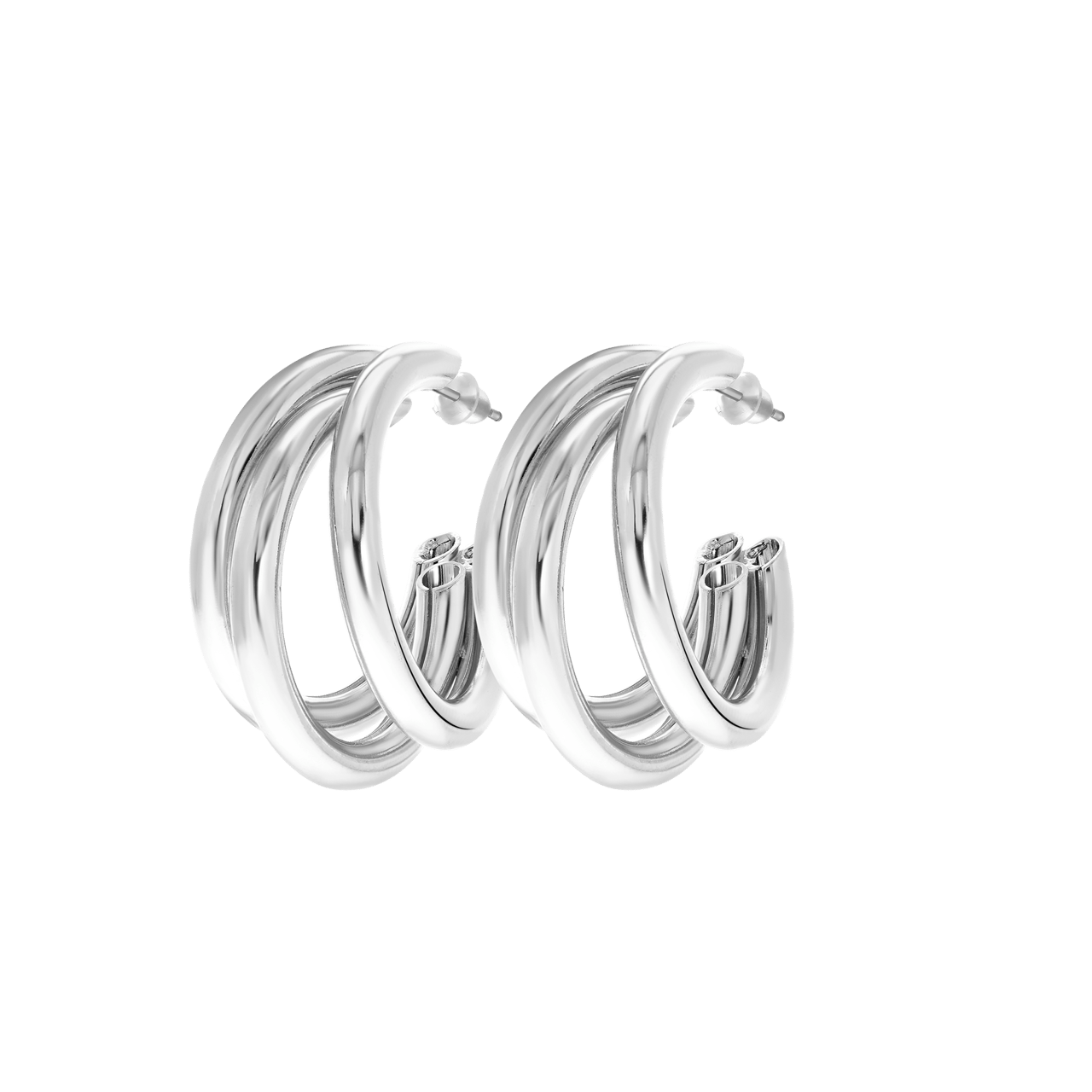 Zilverkleurige byoux oorringen multi