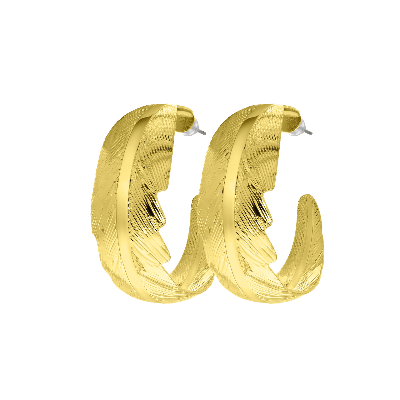Goldfarbene Bijoux-Ohrringe, Feder