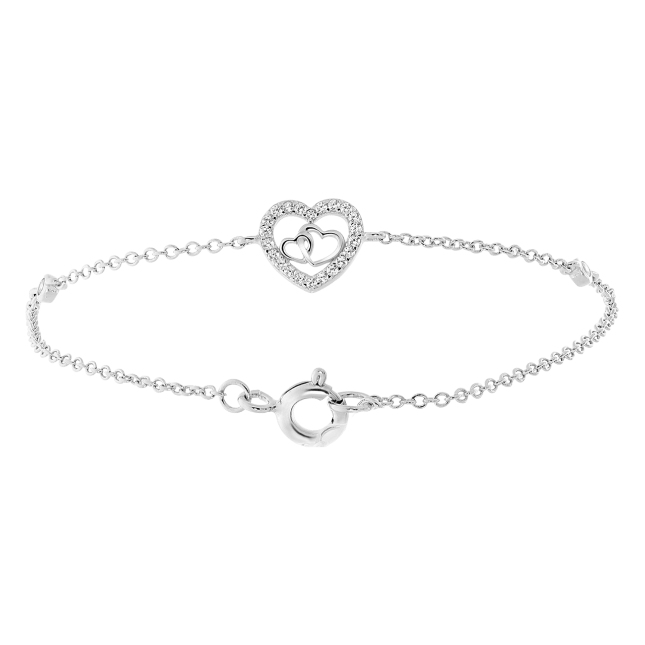 Armband, 925 Silber, Herz, Zirkonia