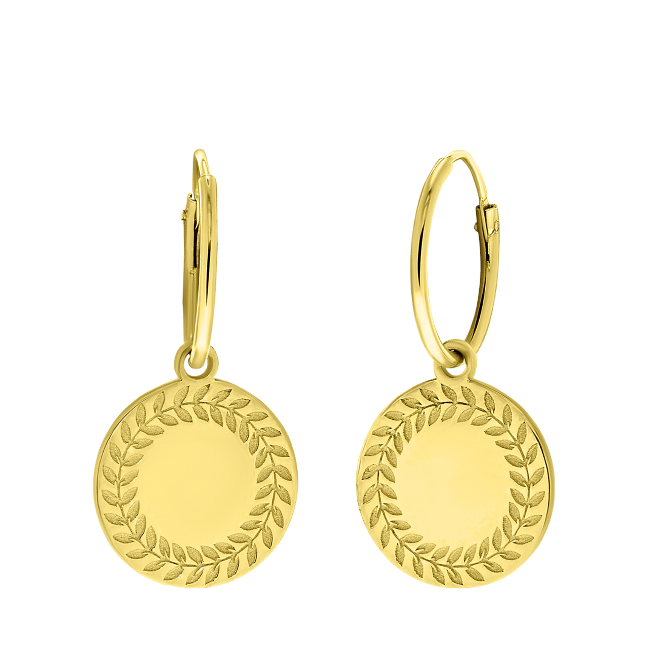 Zilveren oorbellen goldplated Romeinse krans