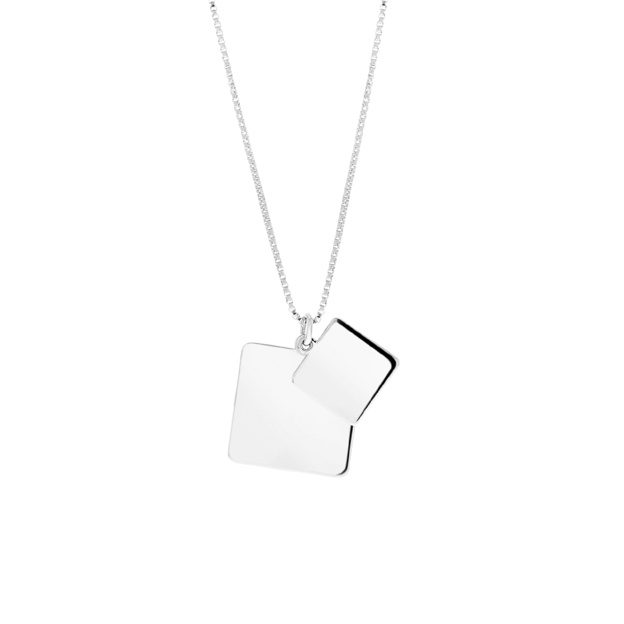 Kette & Anhänger, 925 Silber, viereckig