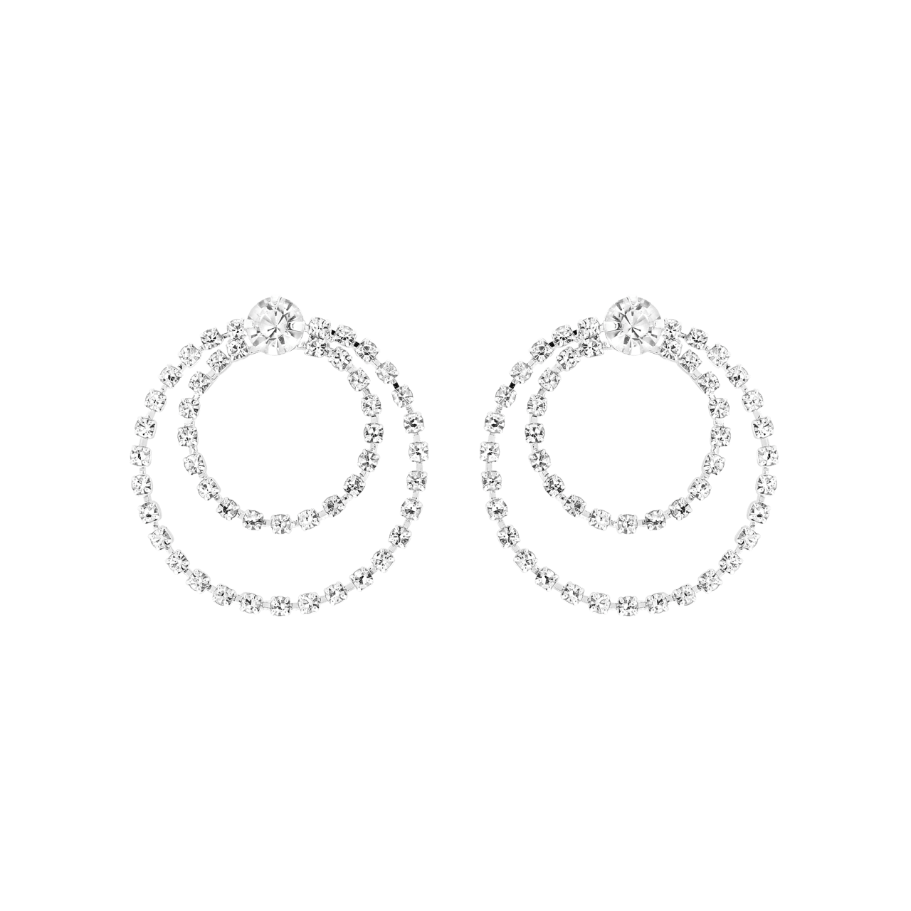 Bijoux zilverkleurige oorknoppen met steentjes voor dames