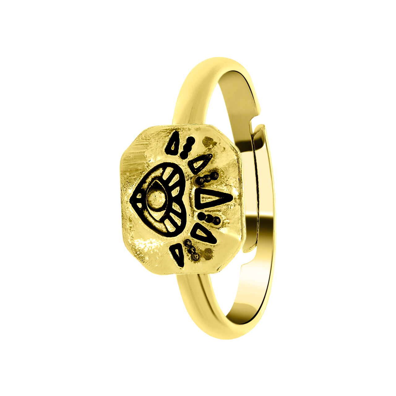 Goudkleurige bijoux ring met rechthoekige zegel