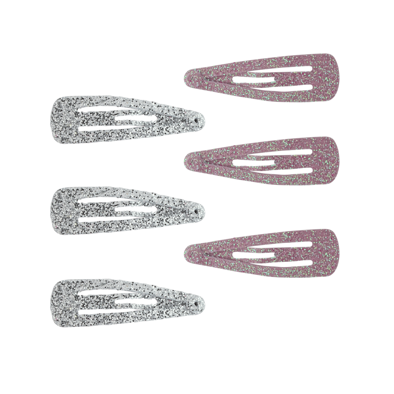Setje met roze haarclipjes met glitter