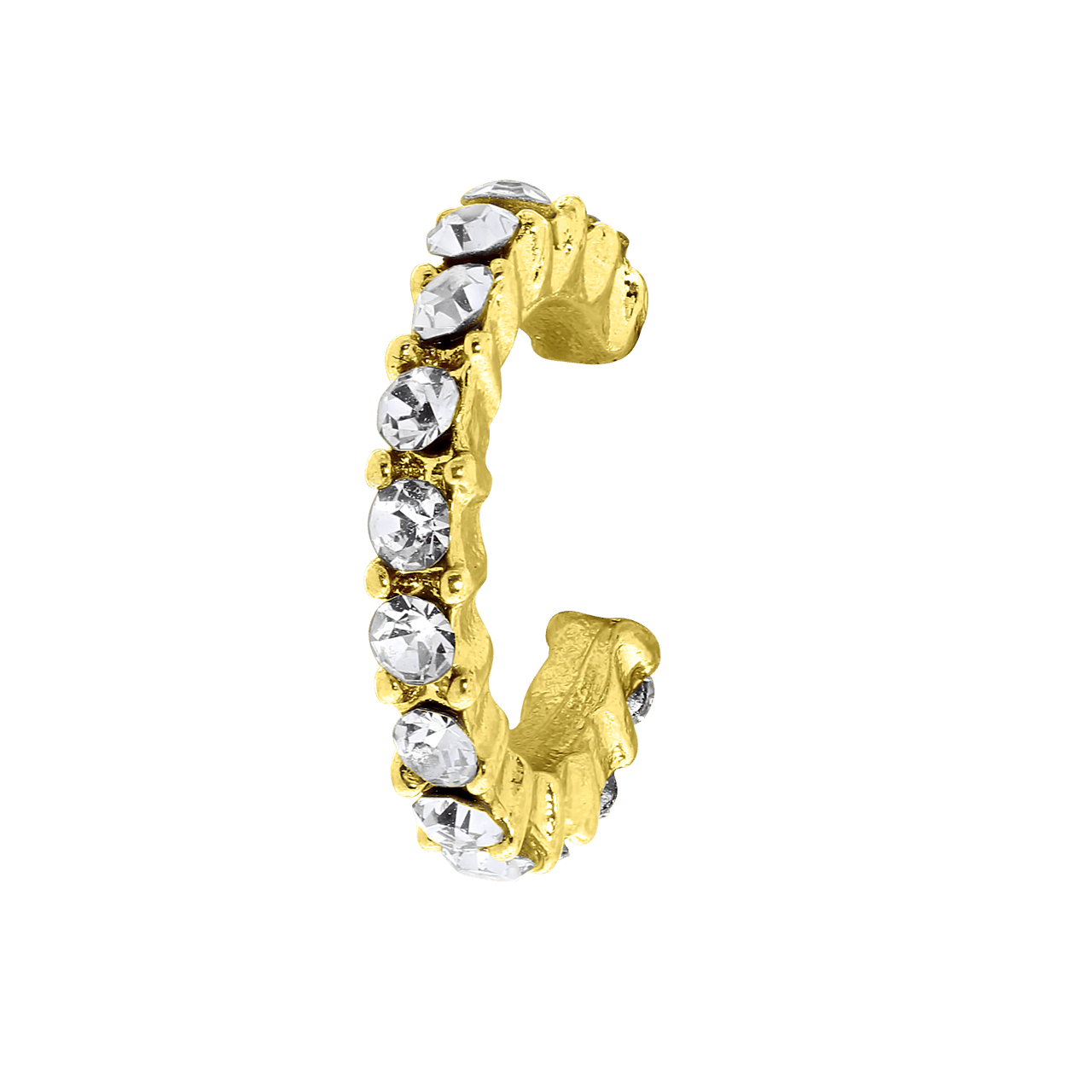 Goudkleurige byoux earcuff met steentjes