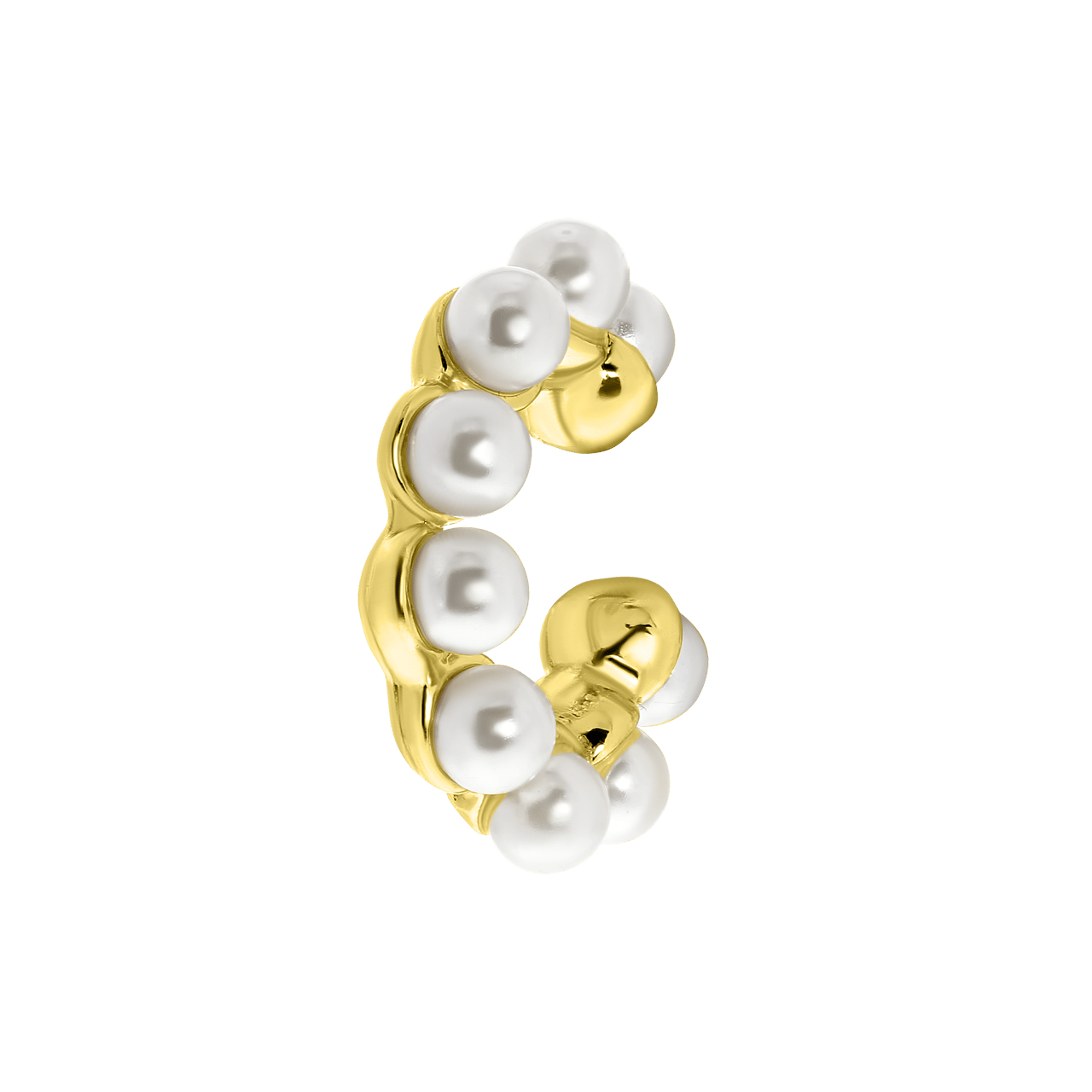 Goudkleurige bijoux earcuff met imitatieparels