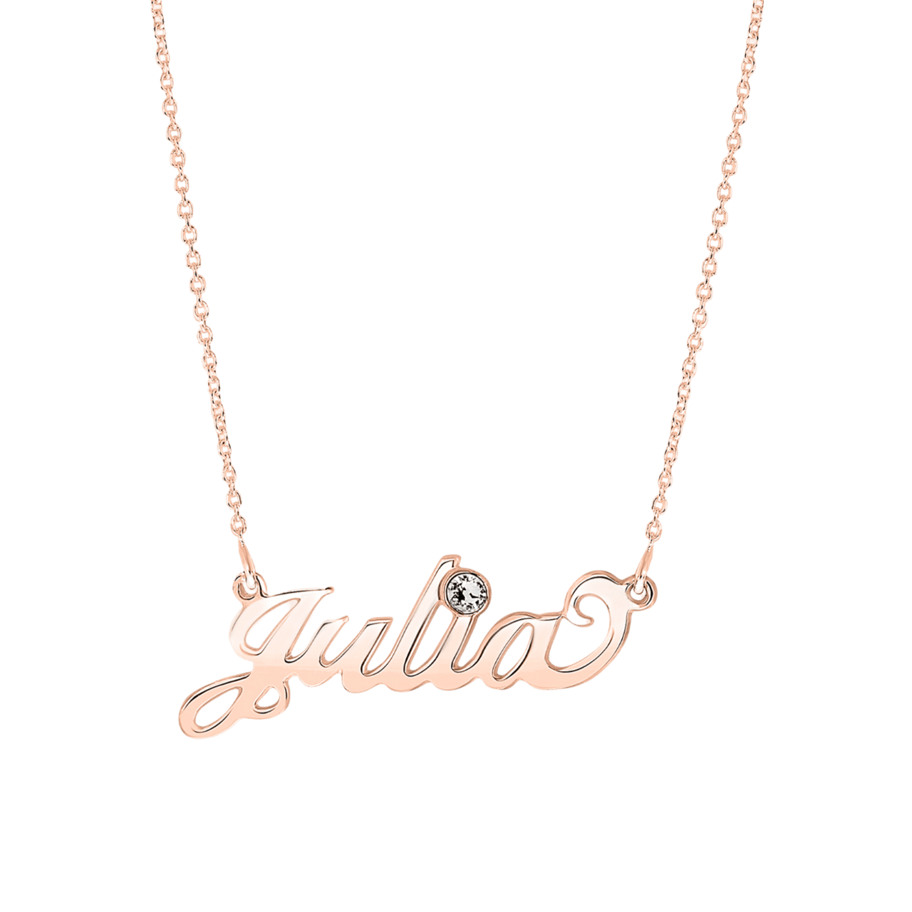 Zilveren goldplated naamketting met geboortesteen voor dames