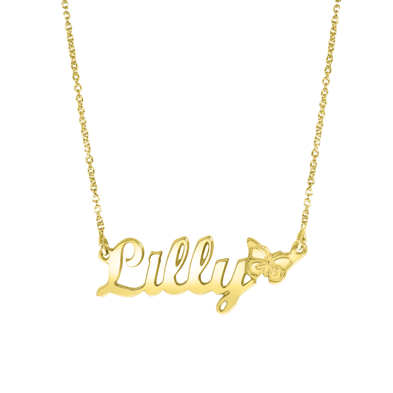 Zilveren kindernaamketting gold vlinder