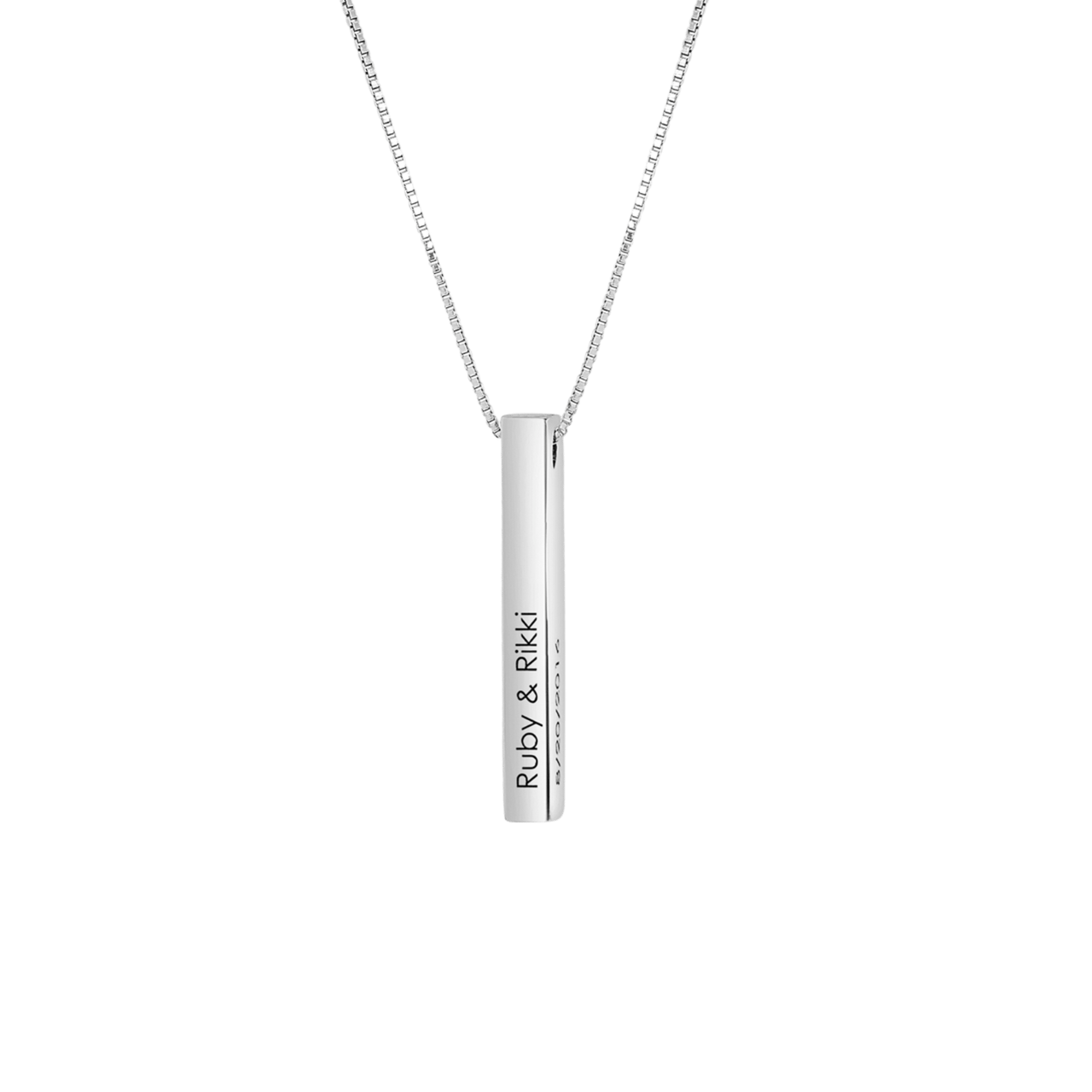 Kette, 925 Silber, 3D, Steg, schwarze Gravur