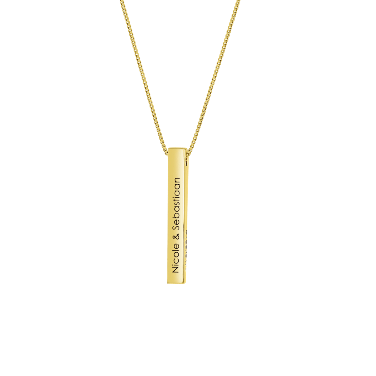 Kette, 925 Silber, vergoldet, 3D, Steg, schwarze Gravur