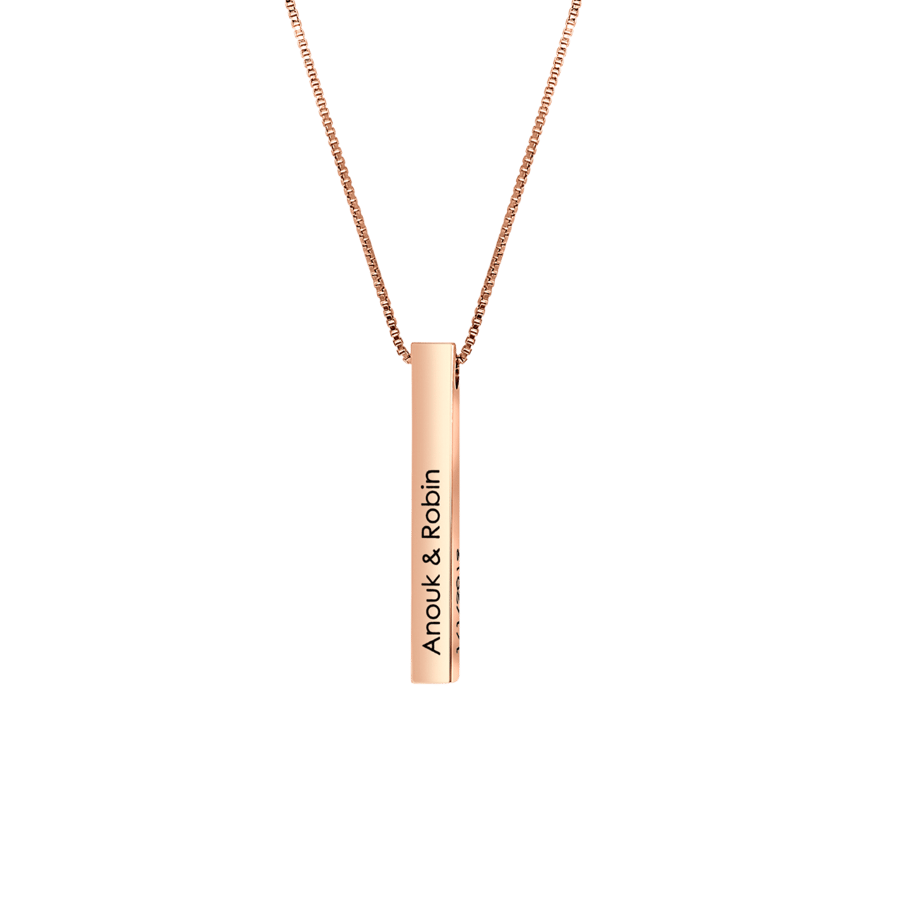 Zilveren roséplated naamketting met hanger voor dames