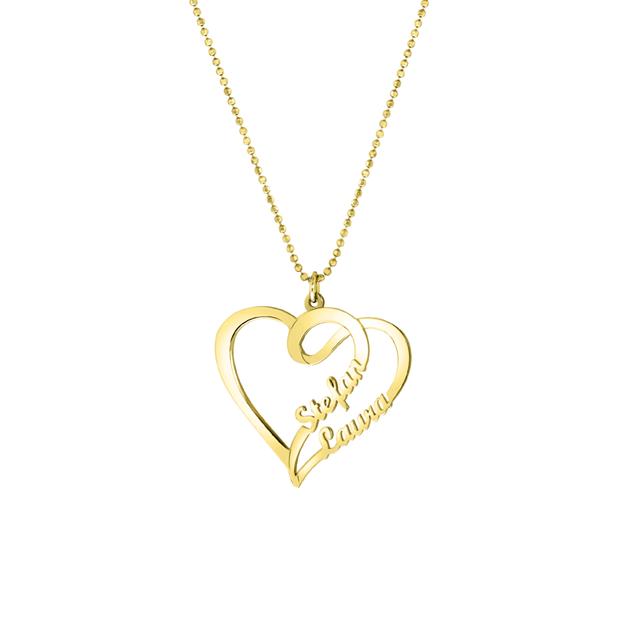 Zilveren naamketting gold sierhart