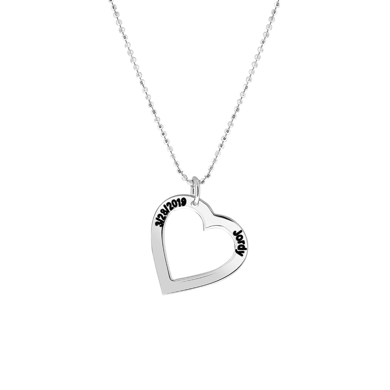 Kette, 925 Silber, offenes Herz, Gravur