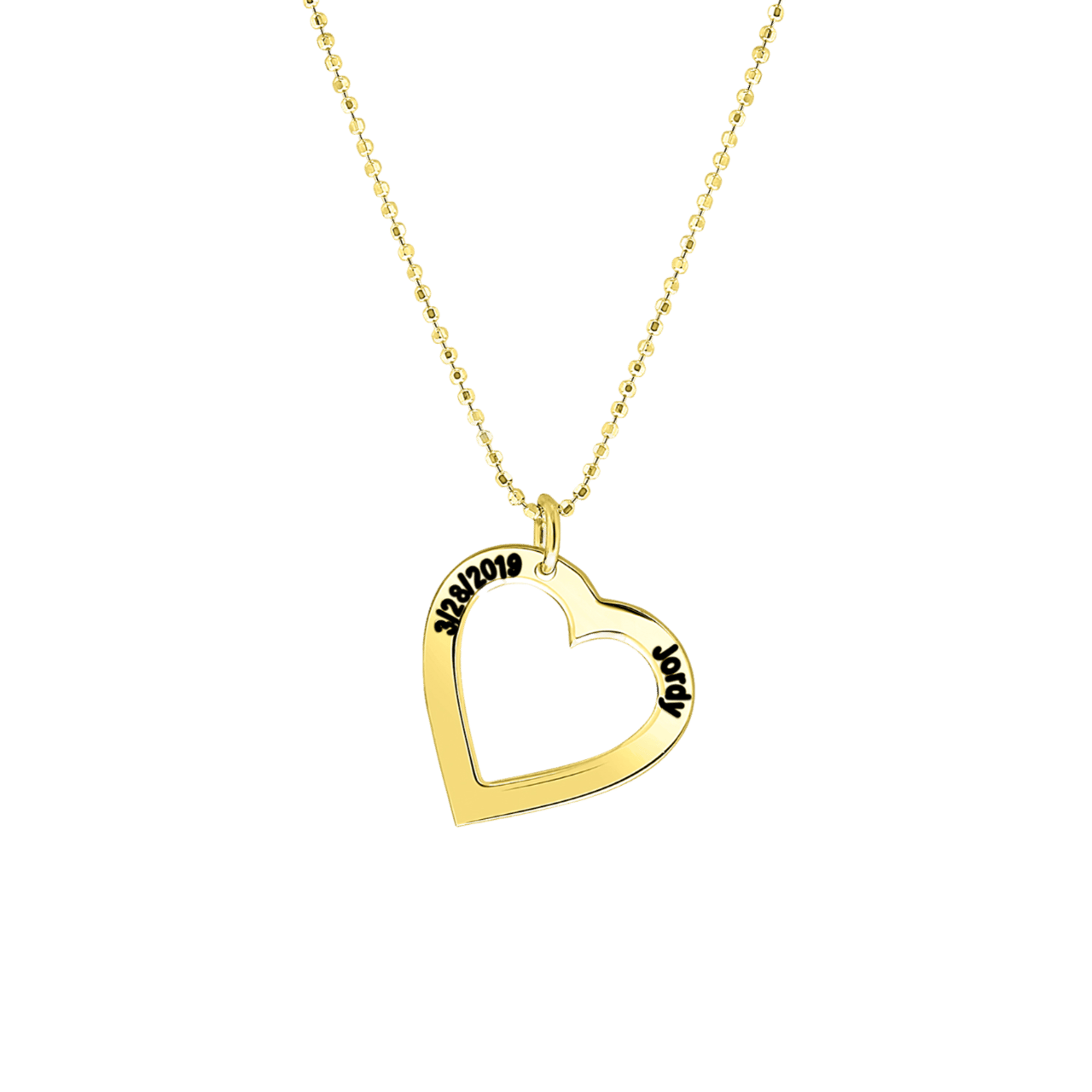 Kette, 925 Silber, gold, offenes Herz, Gravur