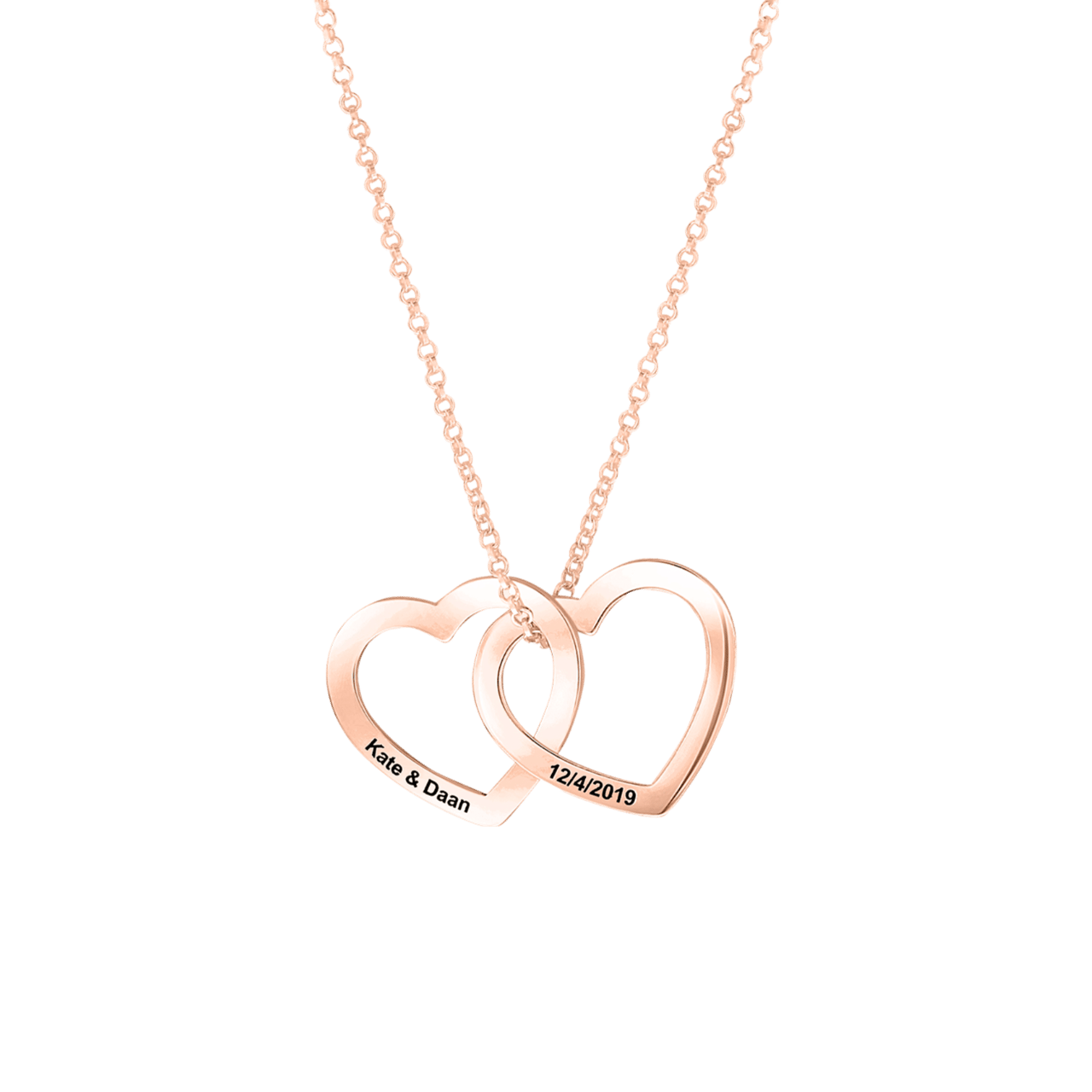 Kette, 925 Silber, rosa, Herzchen, Gravur
