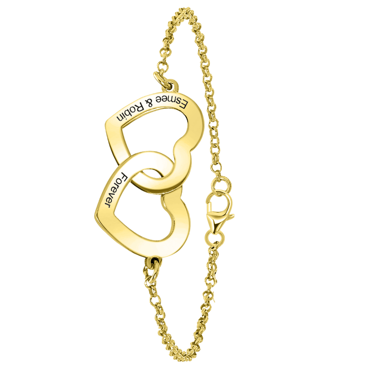 Armband, 925 Silber, gold, Herzchen, Gravur