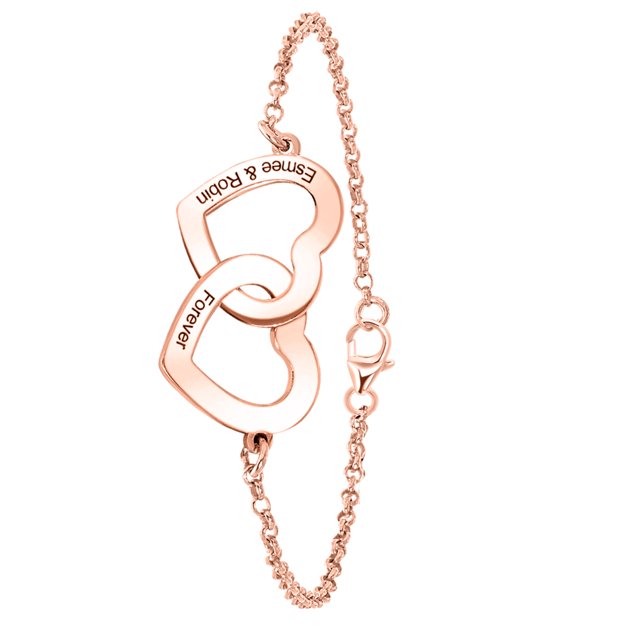 Zilveren roséplated armband hart voor dames