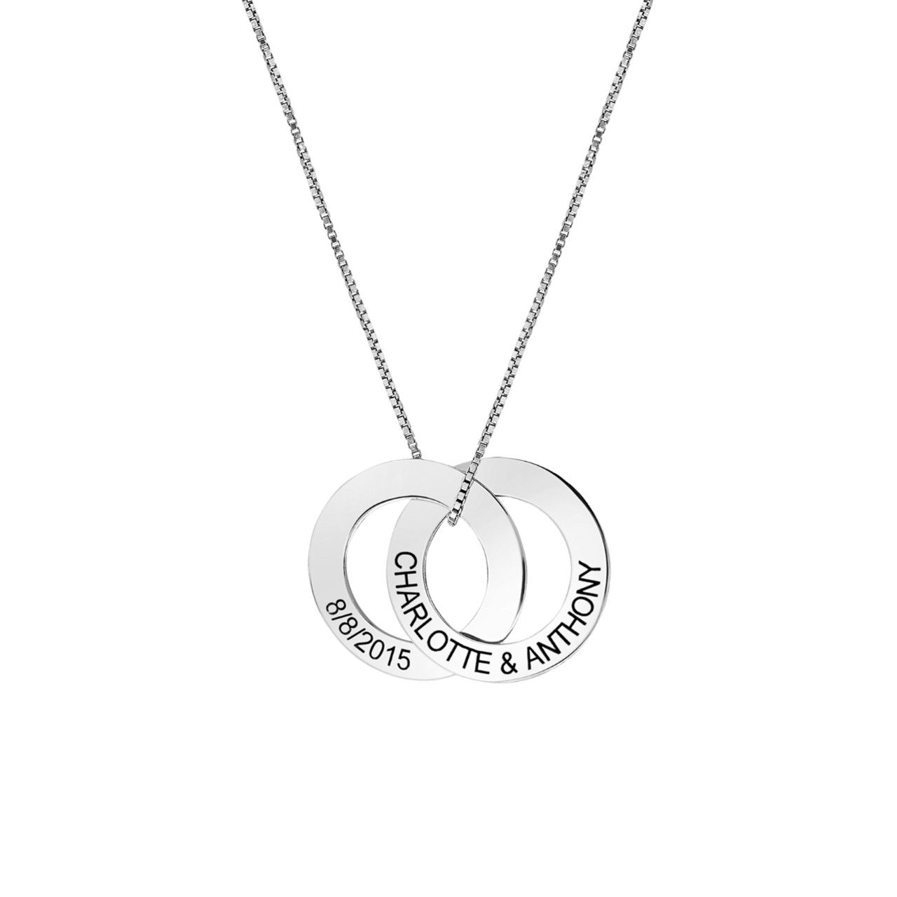 Kette, 925 Silber, 2 Ringe, Gravur
