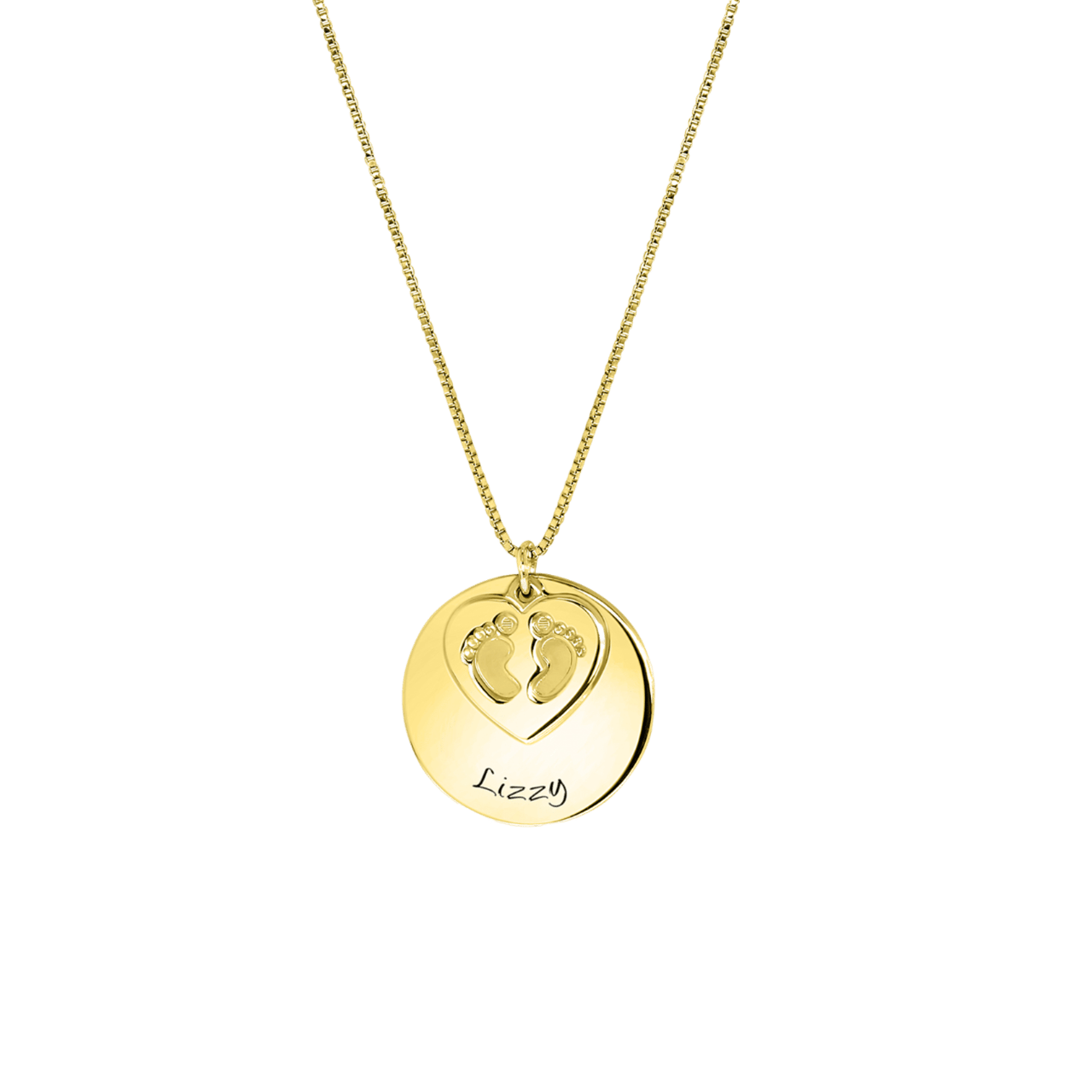 Kette, 925 Silber, Gold, Babyfüßchen, Gravur