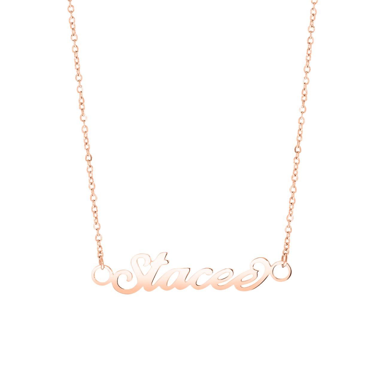 Stalen roséplated naamketting voor dames