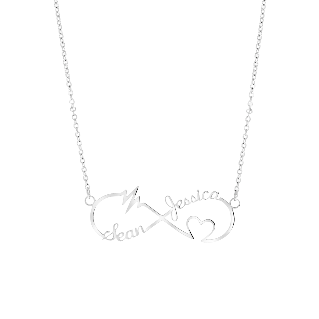 Stainless steel naamketting infinity/heart/heartbeat