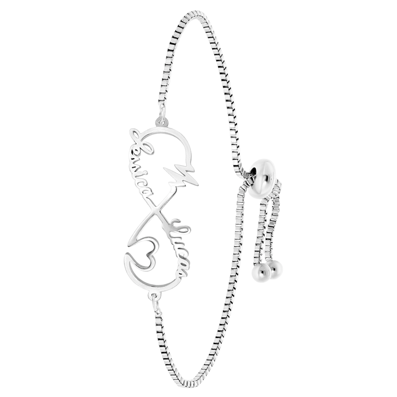 Namensarmband, Edelstahl, Infinity/Heart/Heartbeat