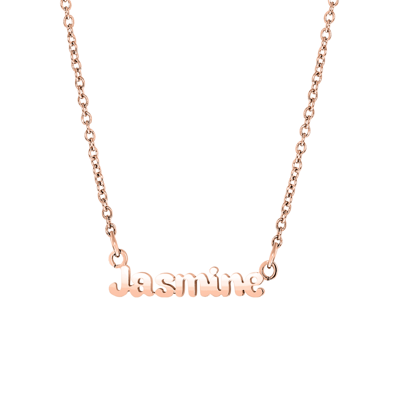 Stalen roséplated naamketting voor dames